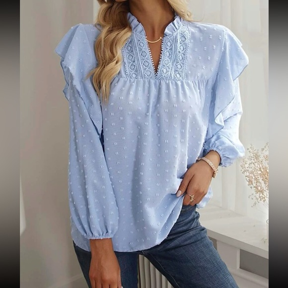 Boho Swiss dot lace ruffle blouse - Picture 6 of 6